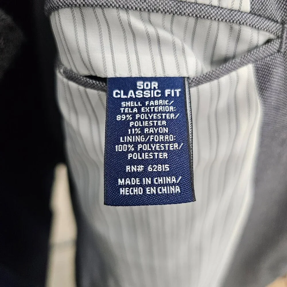 Stafford 50R Gray Solid 2-Button Sport Coat Blazer Jacket P436